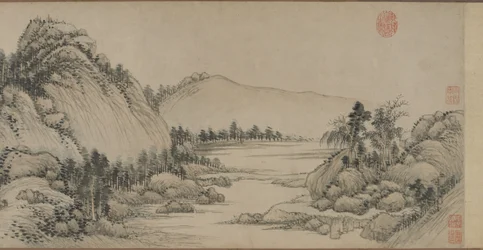 Lakóhely a Fuchun-hegységben Huang Gongwang (Csing-dinasztia) után, 1672 (tinta és szín a papíron)
