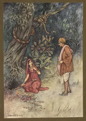 14. tábla: "Férj, vedd fel ezt a nagy mennyiségű aranyat és ezeket a drágaköveket" a Folk-Tales of Bengal-ból... Warwick Goble 32 színes illusztrációjával (Edition de luxe)