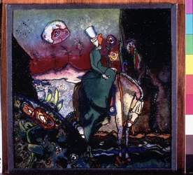 ""Az Amazon"" Vaszilij Kandinszkij (vagy Wassily Kandinski vagy Kandinskij) fafestménye