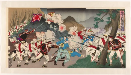 A japán hadsereg győzelme a Phenjan elleni támadásban Heijô shingeki nichigun daishôri (cím a tárgyon)