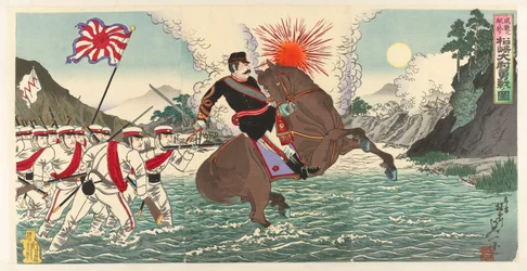 Matsuzaki kapitány hősies csatájának ábrázolása a Songhwan-i csatában Seikan no eki ni oite Matsuzaki Taii yûsen no zu (cím a tárgyon)