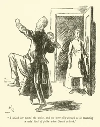Megragadtam a derekát, és elég buták voltunk ahhoz, hogy egy vad polkát végezzünk, amikor Sarah belépett.
