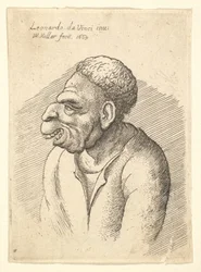 Horgas orrú, kiemelkedő felső ajakkal, nyitott szájjal és rövid göndör hajú férfi mellképe..., 1665.