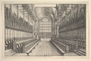 Kórus és standok a windsori St Georges kápolnában, 1660.
