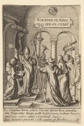 Jézus Kajafás előtt, 1625-77.