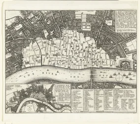 London térképe az 1666-os nagy tűzvész után London City és a külvárosok térképe vagy alaprajza (...) (cím az objektumon)