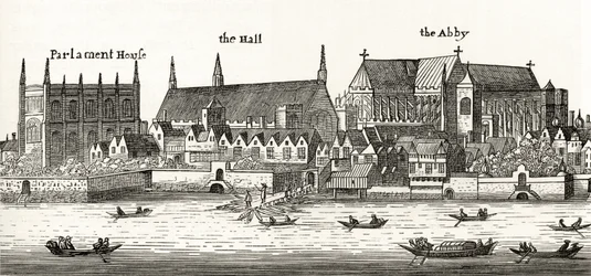 Westminster 1647-ben, a „London Pictures: Drawn with Pencil and Pencil” című művéből, Richard Lovett tiszteletestől, 1890-ben.