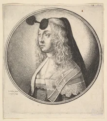 Houpette-s nő balra fordulva, 1643.