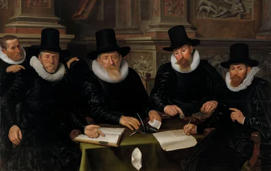 Négy régens és az amszterdami leprások menhelyének „házi atyja”, 1624