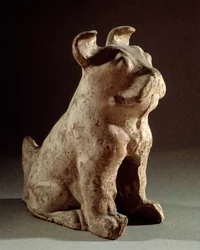 Kínai művészet: terrakotta molossz. Temetési szobor a Han-korból (Kr. e. 206-220). Párizs, Cernuschi Múzeum