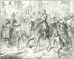 Maximilian főherceg, a leendő I. Maximilianus római római császár menyasszonyával, Burgundi Máriával Gentben