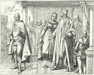 II. Ernest, Sváb herceg, II. Konrád német király előtt, miután fellázadt ellene