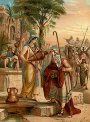 Eliezer teszteli Rebeccát (színes litho)