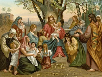 Jézus megáldja a gyermekeket (színes litó)