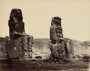 Memnon-kolosszusok Thébában, 1859 körül (fotó)