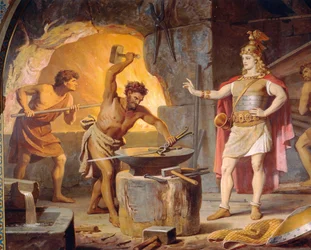 Sigurd a törpe Mime-hoz megy, a Sigurd Saga-ból, Alsó terem, 1882-83 körül (falfestmény)