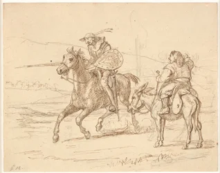 Amíg Sancho néz, Don Quijote támad