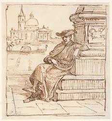 Pap a Maren-oszlopnál a Piazzettán