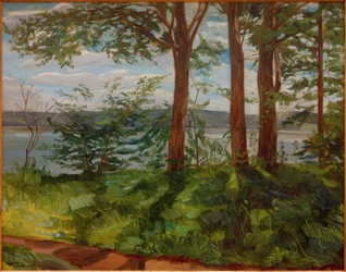 Táj a Starnberg-tónál három fával