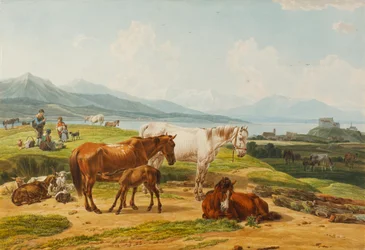 14. ábra Wilhelm Alexander Wolfgang von Kobell Alpesi tó és legelő lovakkal