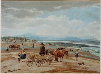 Farmer kocsija az Alpok lábánál