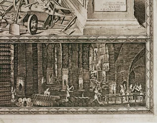 A Krakkó melletti wieliczkai sóbányák a lengyel királyok jövedelmének nagyjából egyharmadát termelték ... (metszet)