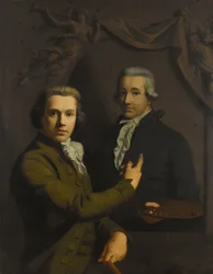 Önarckép, a művész elhunyt kolléga, Dirk Jacobsz Ploegsma (1769-91) arcképére mutatva