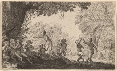 Bacchanal egy táncoló párral a jobb oldalon.