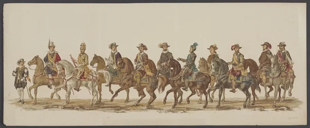 1862. évi delfti felvonulás, negyedik csoport A delfti Királyi Akadémia negyedik Lustrumja - Ao. 1862 - Costumed Optogt (sorozat címe a tárgyon)