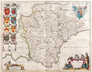 Devonshire, a Willem Blaeu által készített "Theatrum Orbis Terrarum, sive Atlas Novus"-ban, Amszterdam, Amszterdam