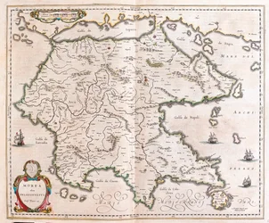 Görögország, Peloponnészosz, a Willem Blaeu által készített "Theatrum Orbis Terrarum, sive Atlas Novus"-ban, Amszterdam, Amszterdam