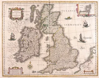Írország és Nagy-Britannia, a Willem Blaeu által készített "Theatrum Orbis Terrarum, sive Atlas Novus"-ban (Amszterdam).