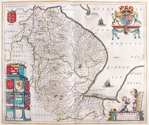 Lincoln shire, a Willem Blaeu által készített "Theatrum Orbis Terrarum, sive Atlas Novus"-ban (Amszterdam).