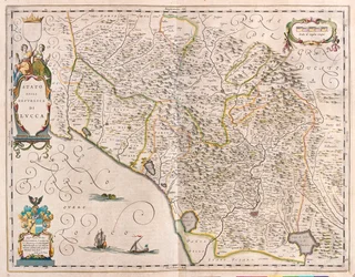 Lucca, Olaszország, az amszterdami Willem Blaeu "Theatrum Orbis Terrarum, sive Atlas Novus" című művében.