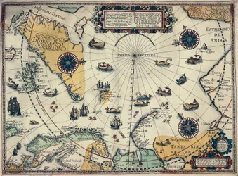 Willem Janszoon Blaeu (1571-1638) holland térképész térképe a sarkvidékekről.
