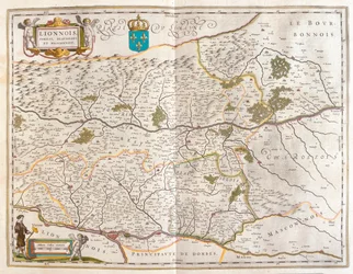 Lyon északi területe, Willem Blaeu "Theatrum Orbis Terrarum, sive Atlas Novus" című művében, Amszterdam, Amszterdam.