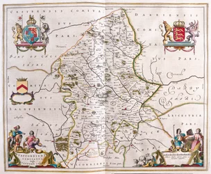 Staffordshire, n "Theatrum Orbis Terrarum, sive Atlas Novus", Willem Blaeu, Amszterdam