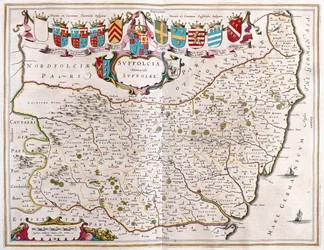 Suffolk, a Willem Blaeu által készített "Theatrum Orbis Terrarum, sive Atlas Novus"-ban, Amszterdam, Amszterdam