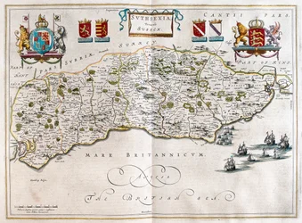 Sussex, a Willem Blaeu által készített "Theatrum Orbis Terrarum, sive Atlas Novus"-ban (Amszterdam).