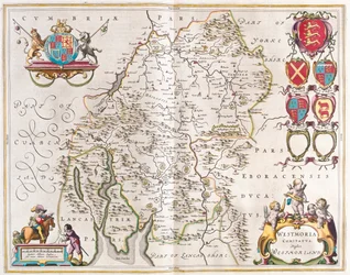 Westmorland, a Willem Blaeu által készített "Theatrum Orbis Terrarum, sive Atlas Novus"-ban, Amszterdam, Amszterdam