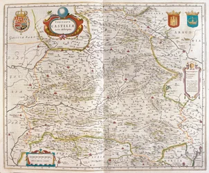 Zaragoza, Valencia, Alicante, Cartagena, Madrid, Cordoba, Sevilla, Salamanca, Palencia, Segovia, Toledo, Cuenca, Granada, Willem Blaeu, Amszterdam, "Theatrum Orbis Terrarum, sive Atlas Novus" című művében.