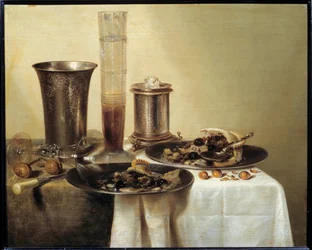 Willem Claeszoon Heda (1594-1670) Csendélet ezüst kupával festménye 1637 Dim. 0,44 x 0,55 m - Csendélet ezüst serleggel. Willem Claeszoon Heda (1594-1670) festménye