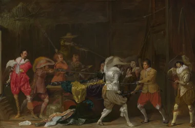 Katonák harcolnak Booty miatt egy pajtában, 1623 körül