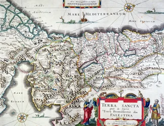 A Szentföld térképe, megjelent Amszterdamban, 1629 (színes metszet)