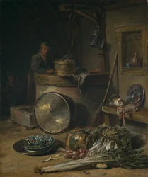 Paraszti enteriőr nővel a kútnál, 1642-43 körül (olaj, tábla)