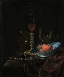 Borospohár és egy tál gyümölcs, 1663