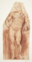 A „Belvedere Antinous” antik szobor elölről nézve