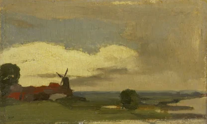 Tájkép a Wijk bij Duurstede-i malommal