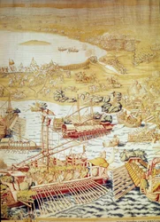 Tunisz meghódítása V. Károly császár által: Golette székhelye 1535-ben. Részlet Willem de Pannemaker kárpitjáról (aktív 1535-1554 körül) 1554 Alcazar de Sevilla