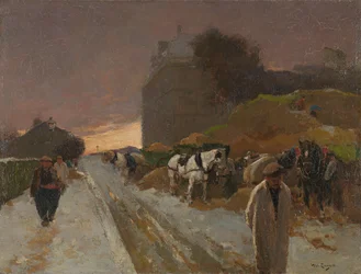 Utca Montmartre-ban, Párizsban, télen